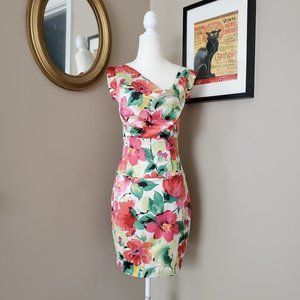 Black Halo Jackie O Floral Mini Dress Size 2 EUC